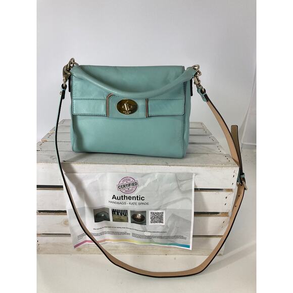 KATE SPADE SMALL LIGHT BLUE SMOOTH LEATHER CROSSBODY BAG - Picture 1 of 16